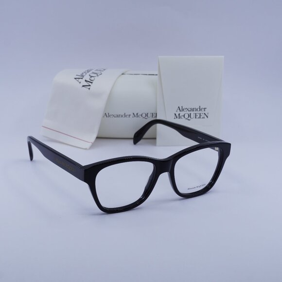 Alexander McQueen AM0306O 001 Square Eyeglasses 52mm - Black - Picture 1 of 9